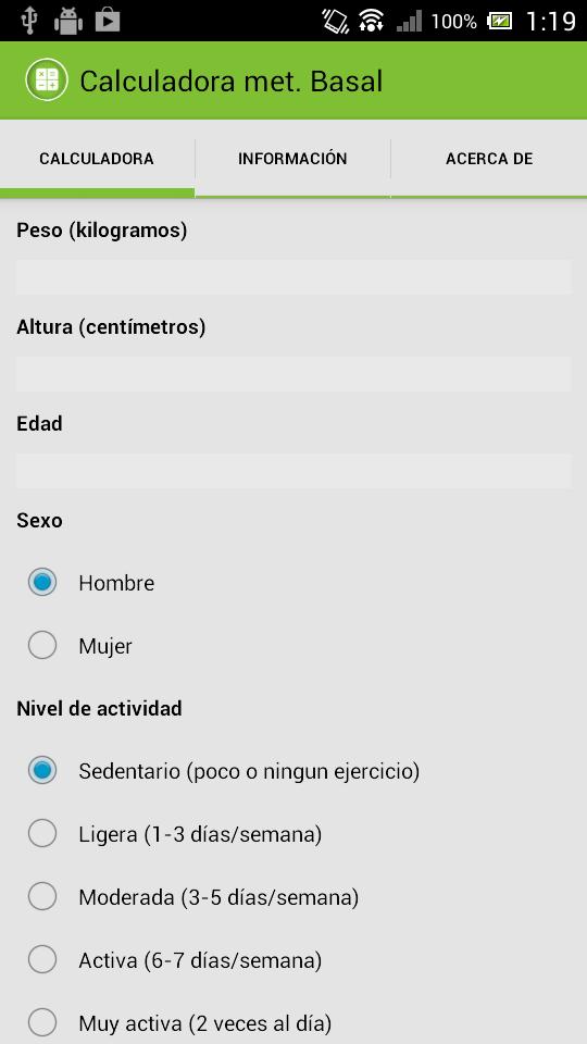 Calculadora metabolismo basal