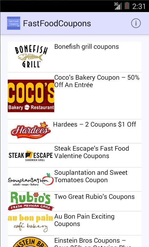 Fast Food & Restaurant Coupons