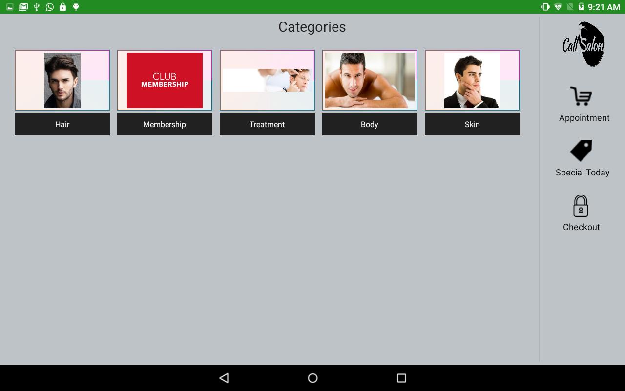 Call Salon Digital Menu Demo
