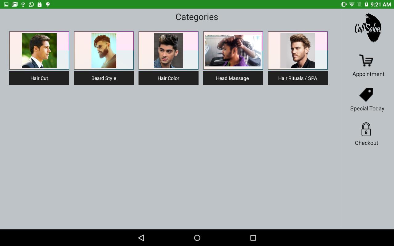 Call Salon Digital Menu Demo