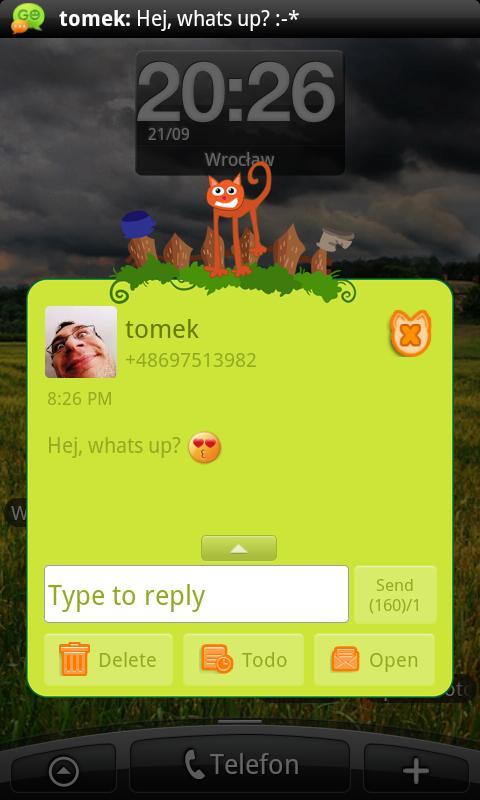 GO SMS Pro Orange Cat Theme