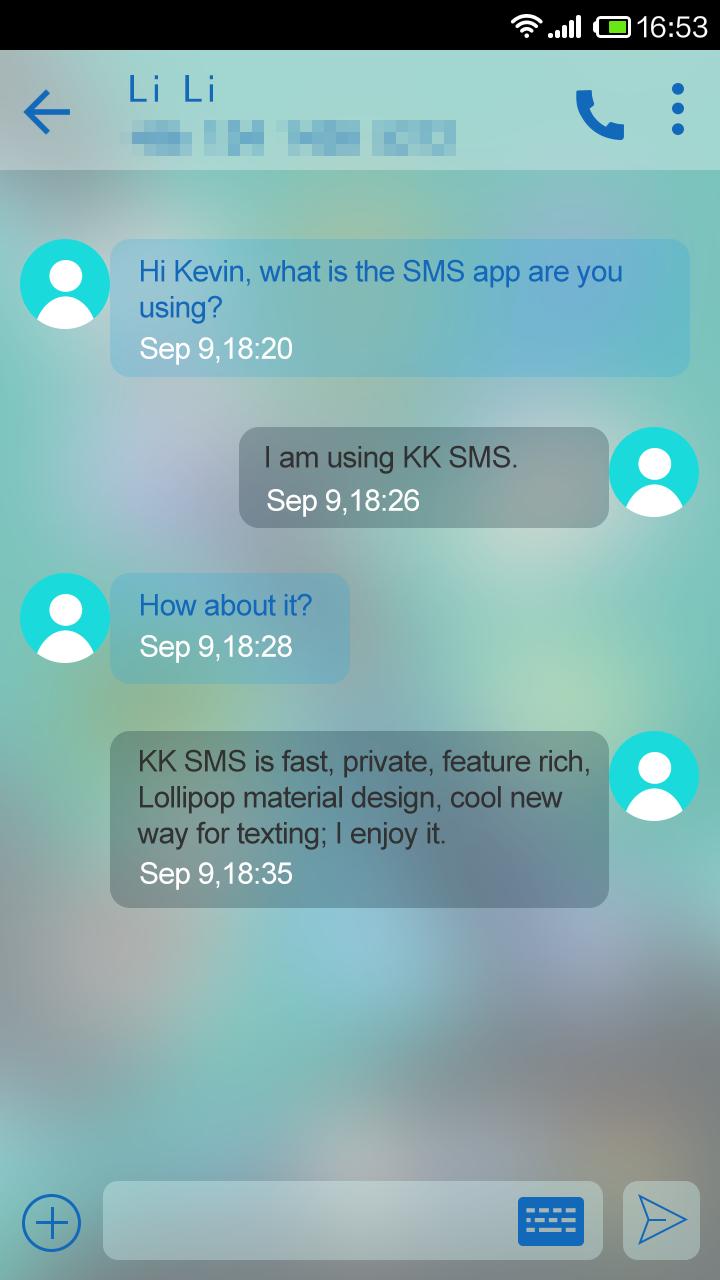 KK SMS Frosted Glass Theme