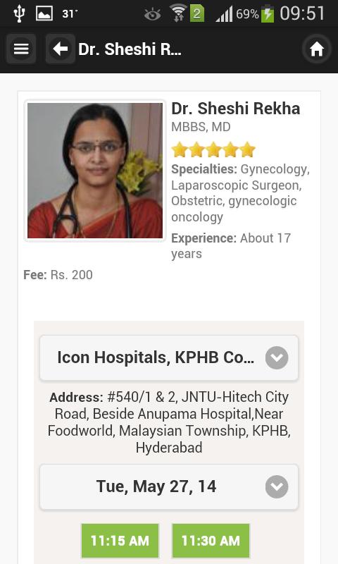 Dr Sheshi Rekha Appointments