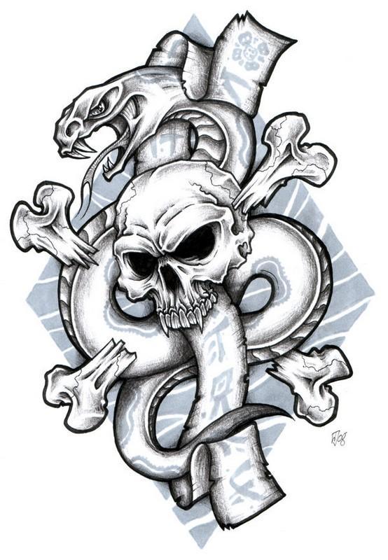 Skulls Tattoo Design Wallpaper