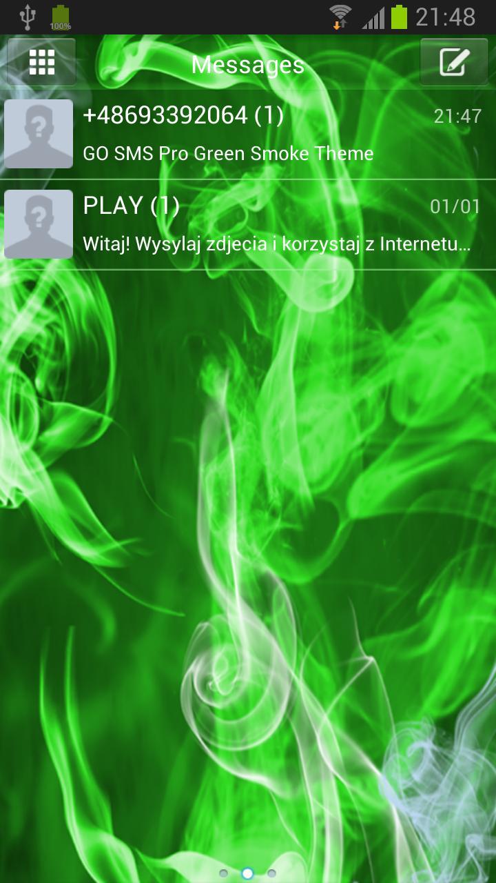 Green Smoke Theme for GO SMS