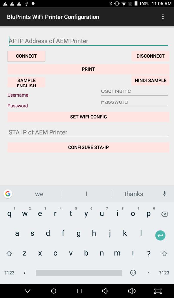 BluPrints Wifi Printer Configuration