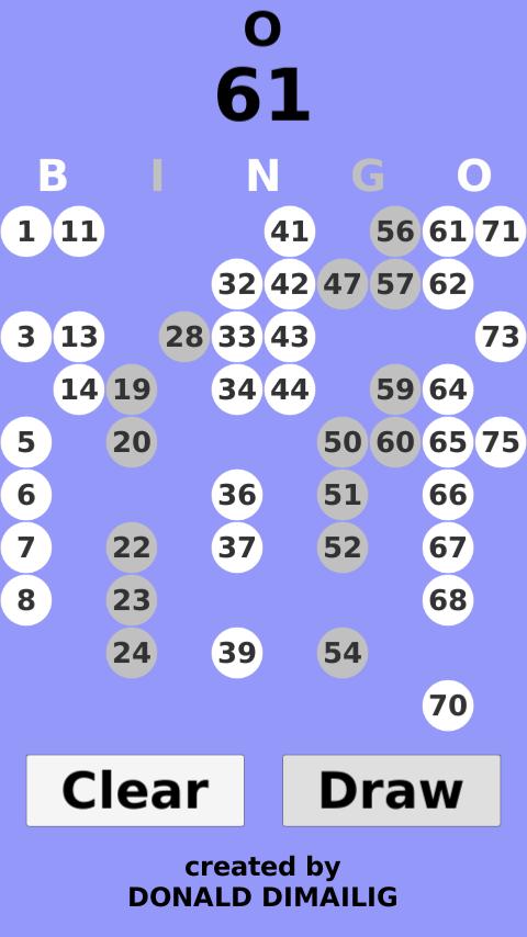 BINGO Numbers