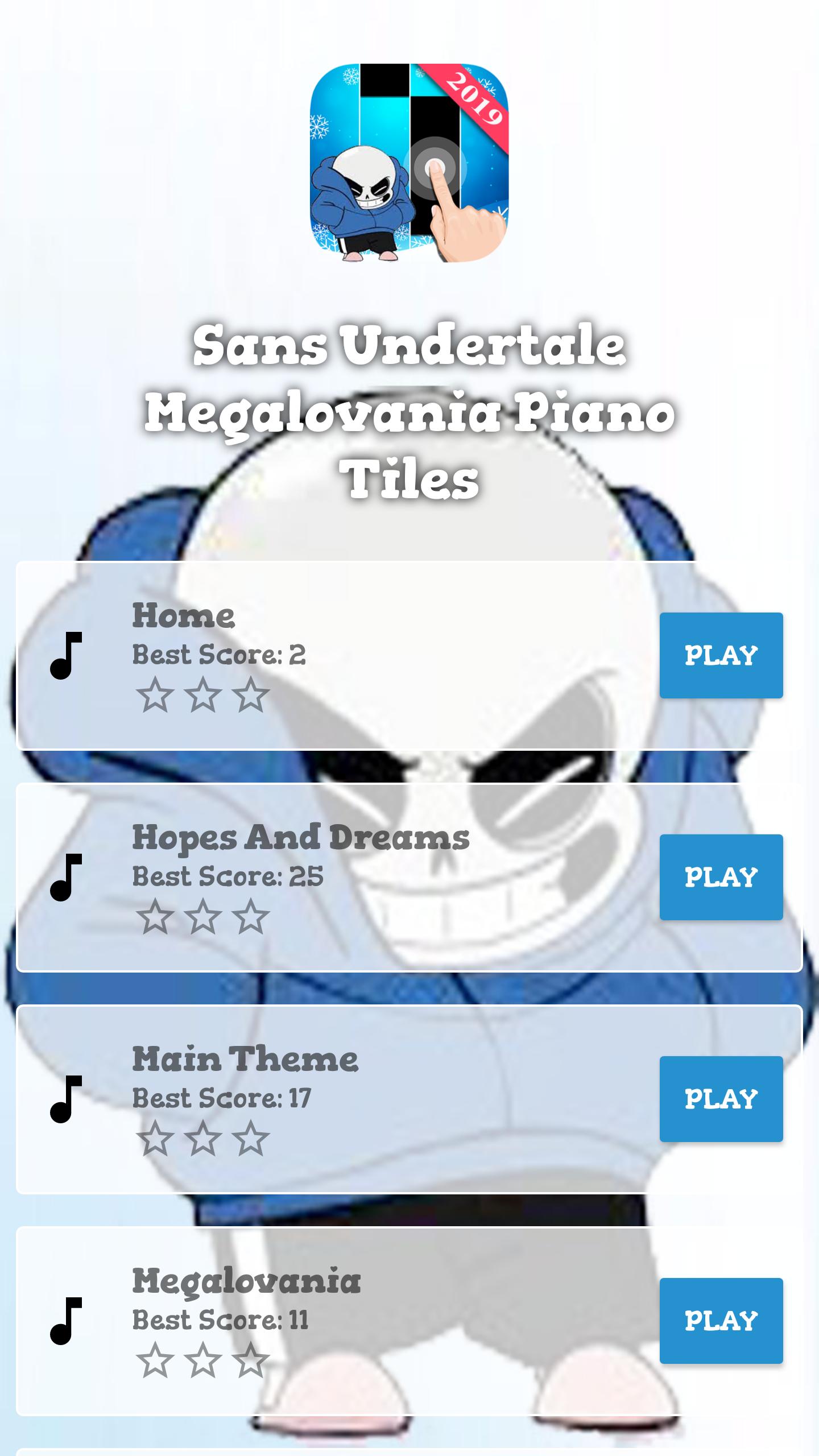 Sans Undertale Megalovania Piano Tiles