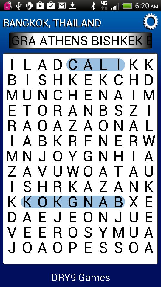 World City Names Word Search